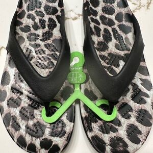 CROCS Black and Gray Leopard Print Women's Shoes